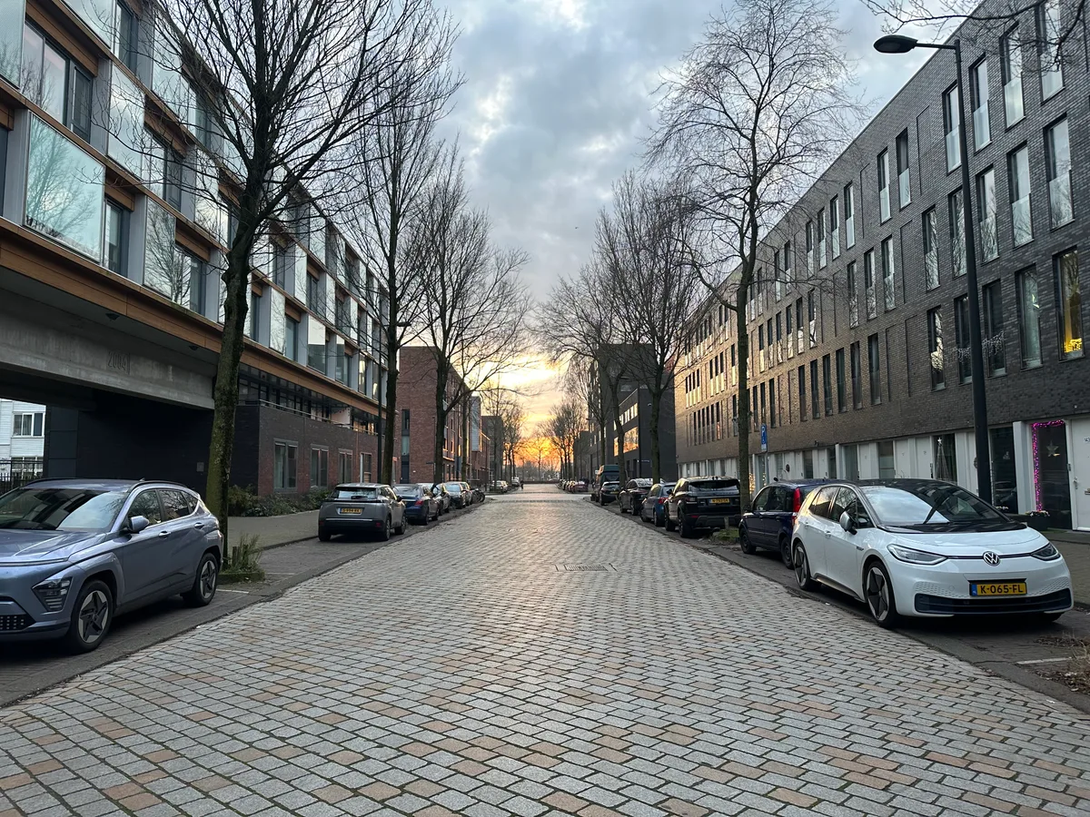 Geparkeerde auto's op een straat in Amsterdam-Oost, illustratie bij autoverzekering vergelijken Nederland