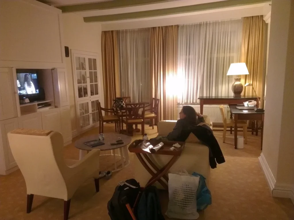 Ingerichte woonkamer met meubels, tv en verlichting - typisch voorbeeld van verzekerde inboedel