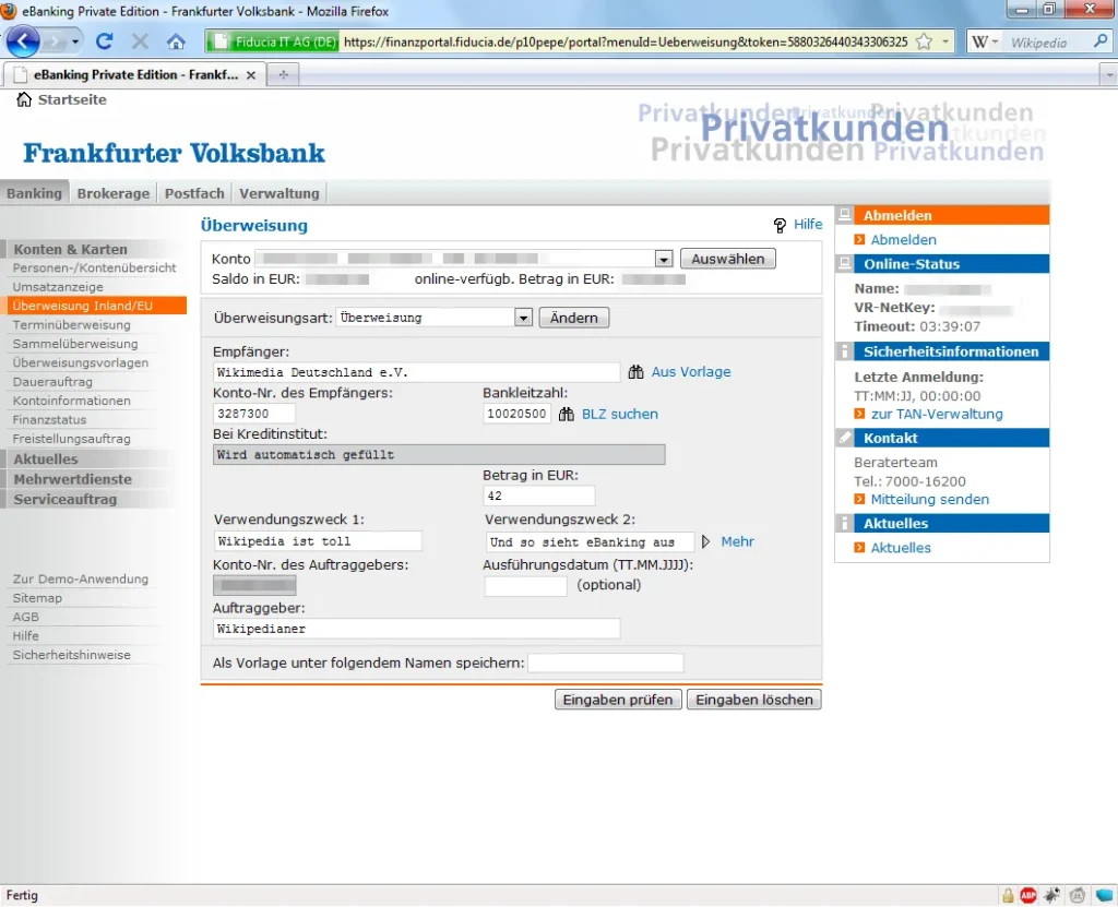 Screenshot van een online bankieren interface — vergelijkbaar met de Mijn Interpolis inlogomgeving via iDIN