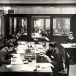 Interieur van verzekeringsmaatschappij Het Assurantiehuis aan de Keizersgracht Amsterdam 1919